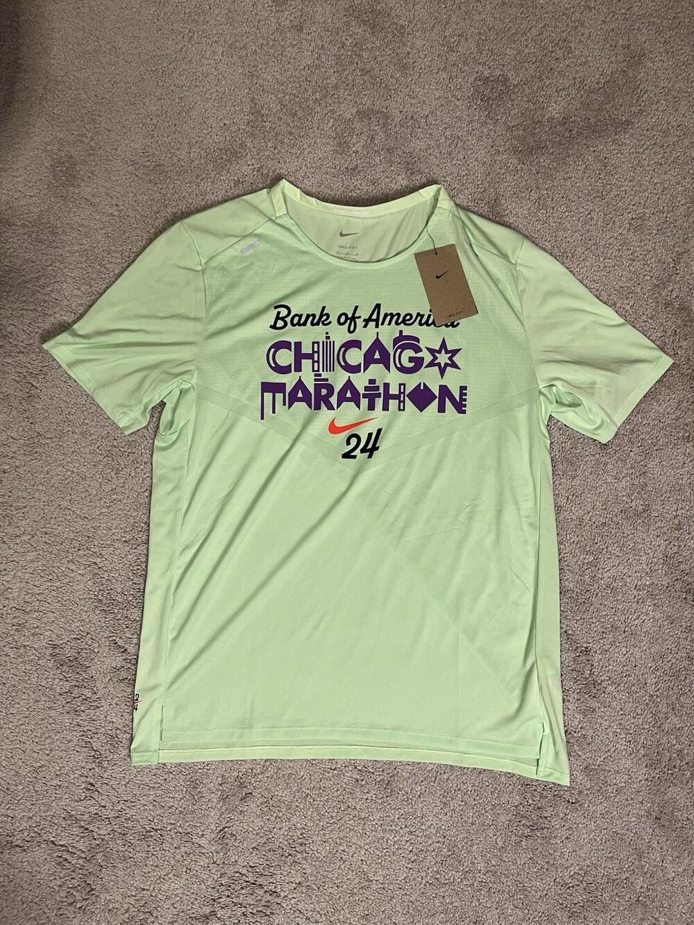 Nike Chicago Marathon 2024 Running Shirt Mens Medium Mint Green